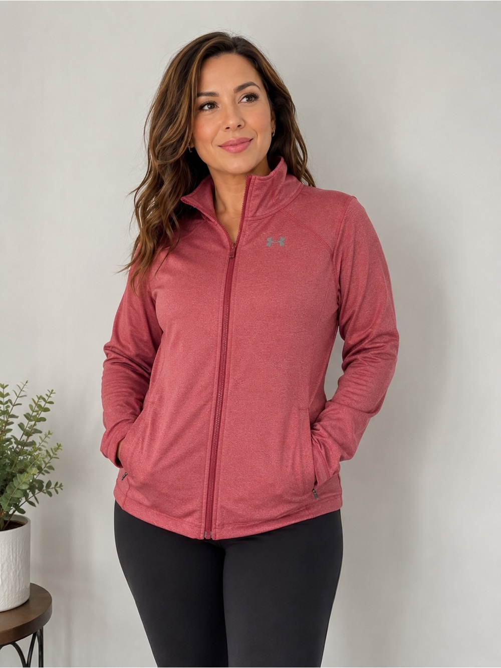 Under Armour Pink Zip Up Athletic Jacket Women’s Small Lightweight